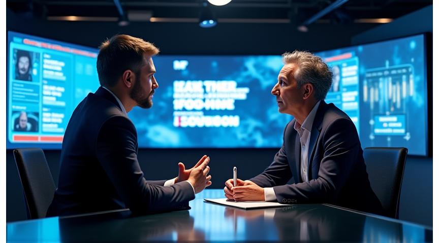 Interviu cu un expert în tehnologie într-un studio modern